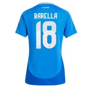 Billiga Italien Nicolo Barella #18 Hemmatröja Dam EM 2024 Kortärmad